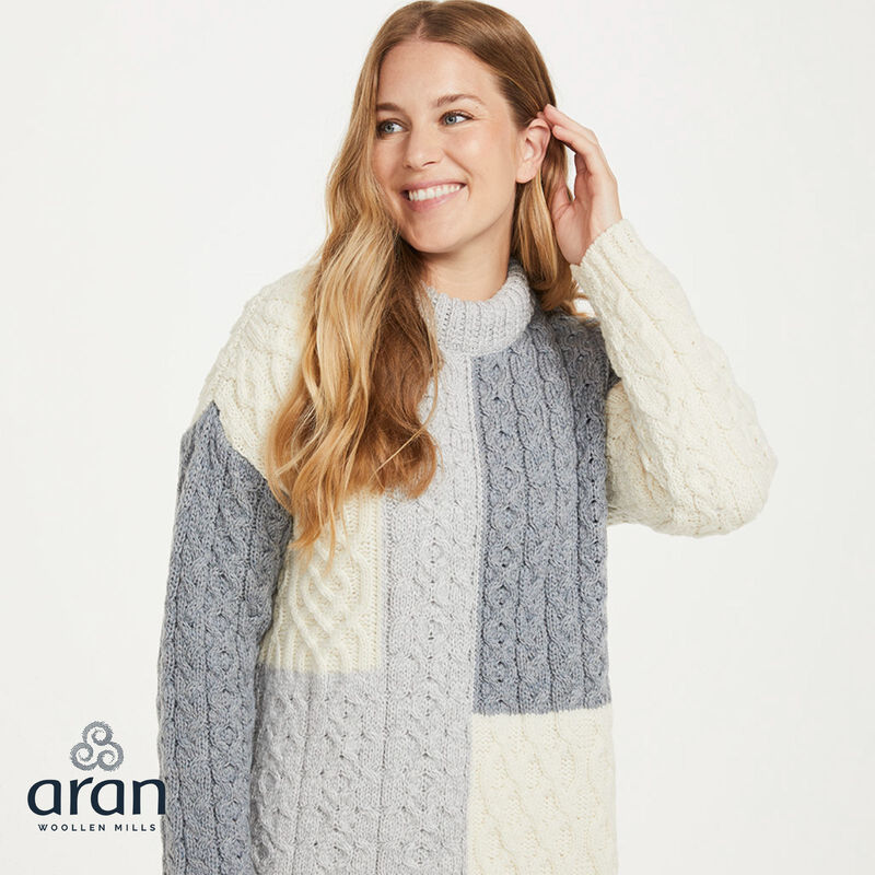 Aran Woollen Mills Three Color Patchwork Sweater